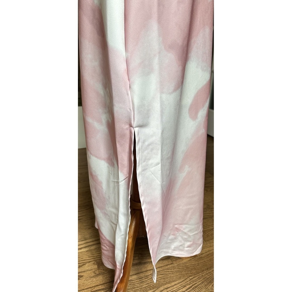 Taylor Cowl Neck Printed Satin Slip Dress Pink White Size 10 Midi Satin NWT - Picture 3 of 11